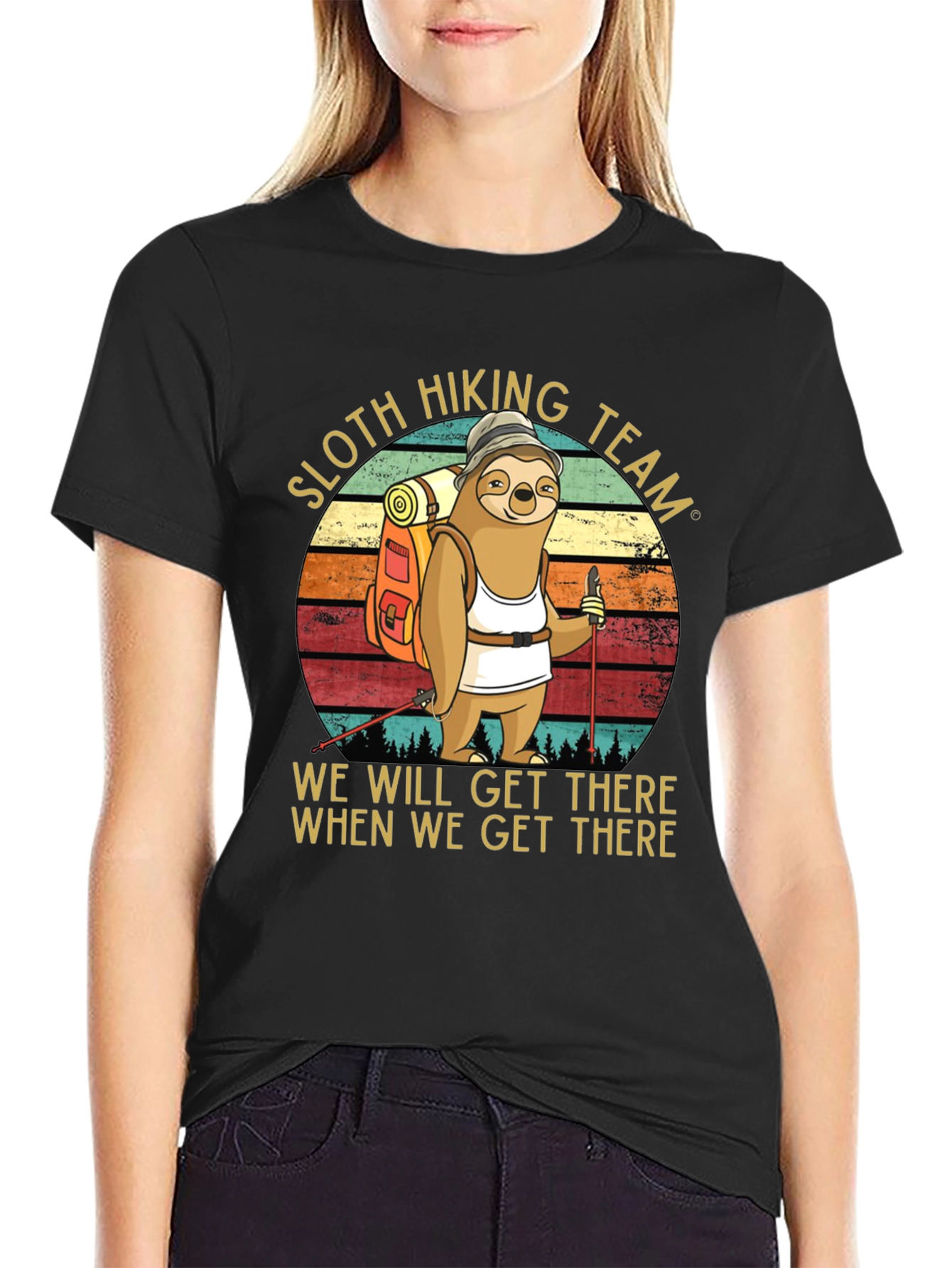 Sloth Hiking Team Graphic T-Shirt