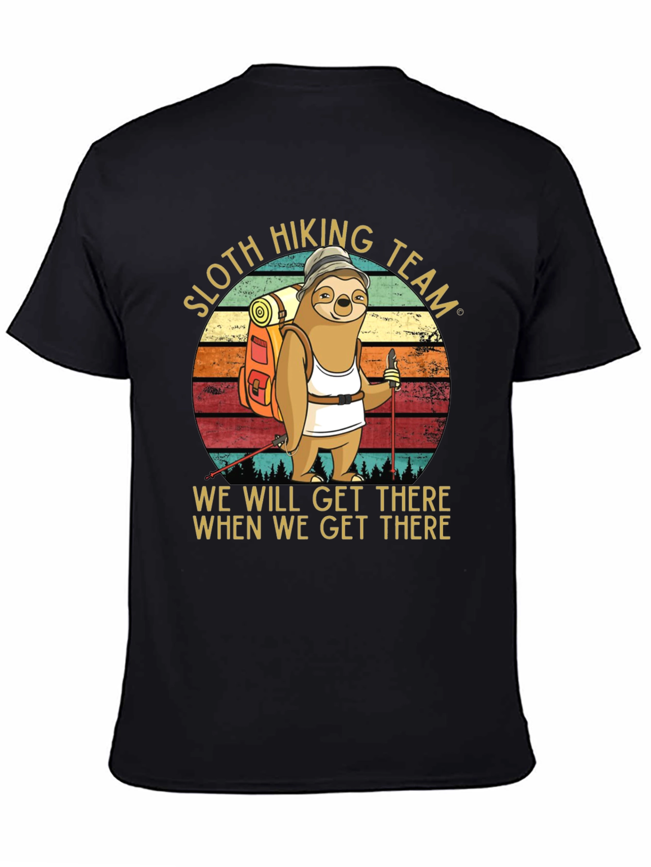Sloth Hiking Team Graphic T-Shirt