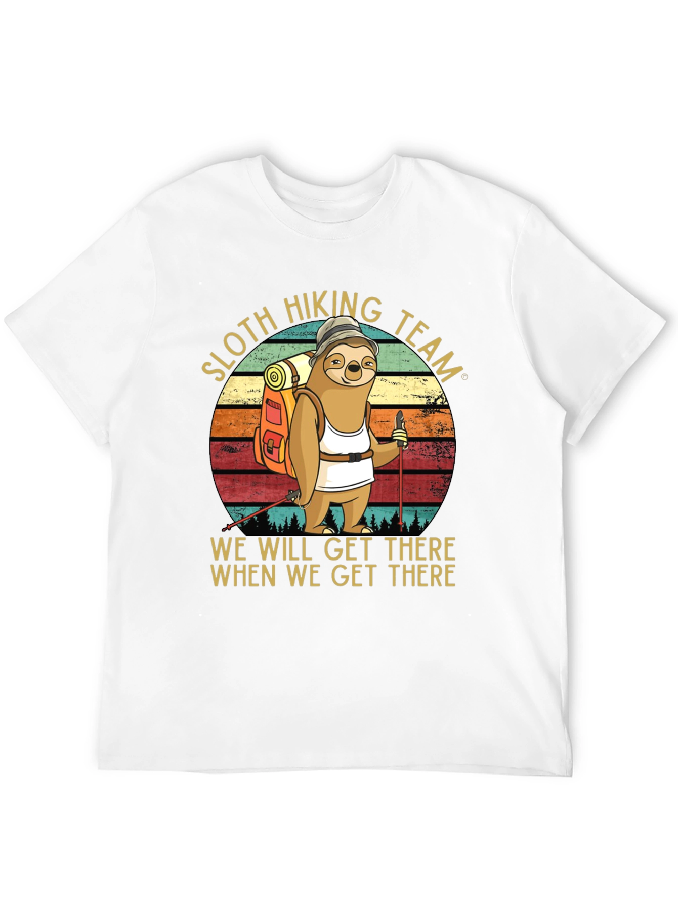 Sloth Hiking Team Graphic T-Shirt
