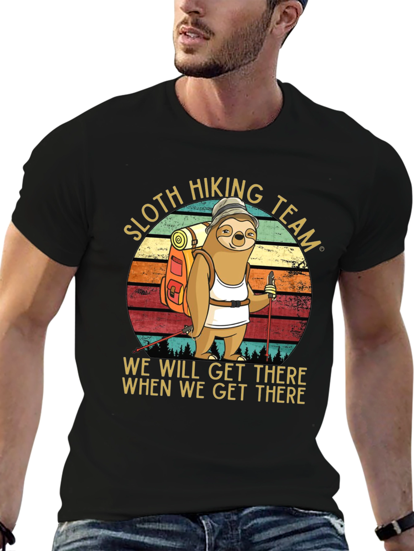 Sloth Hiking Team Graphic T-Shirt