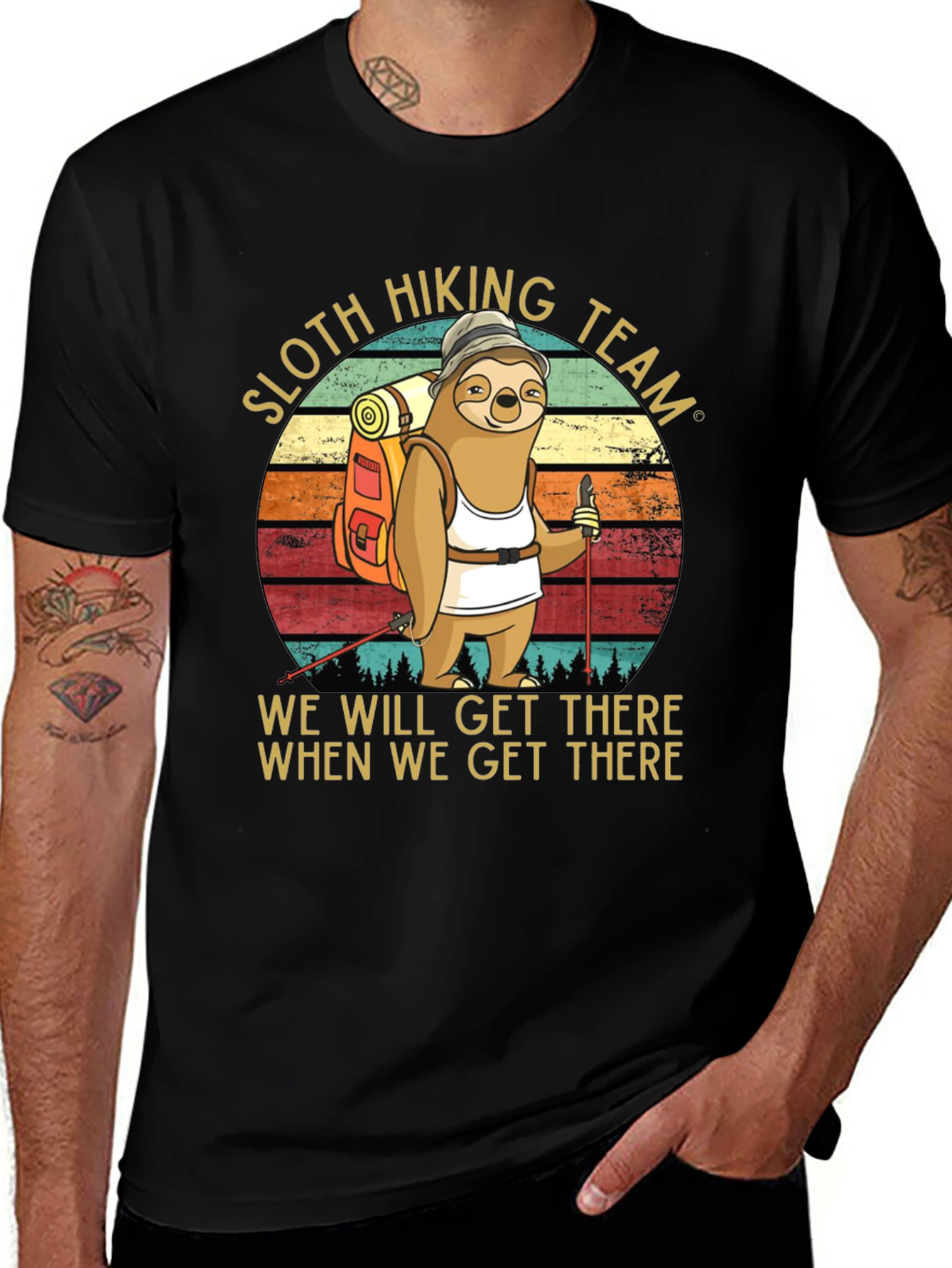 Sloth Hiking Team Graphic T-Shirt
