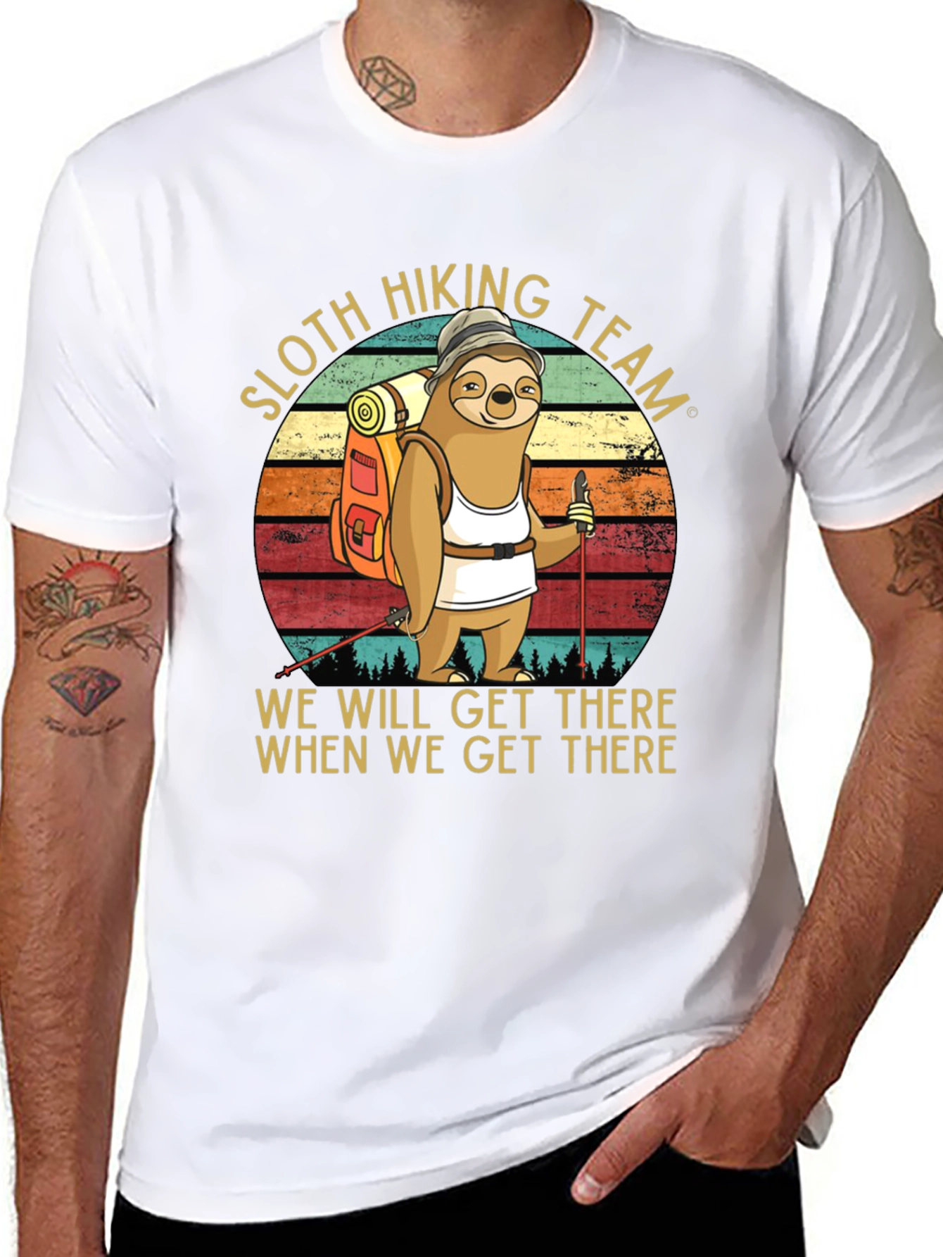 Sloth Hiking Team Graphic T-Shirt