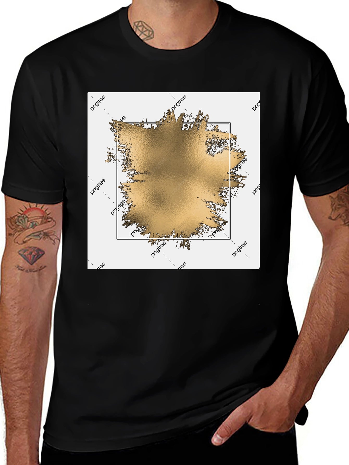 Modern Gold Graphic Black T-Shirt