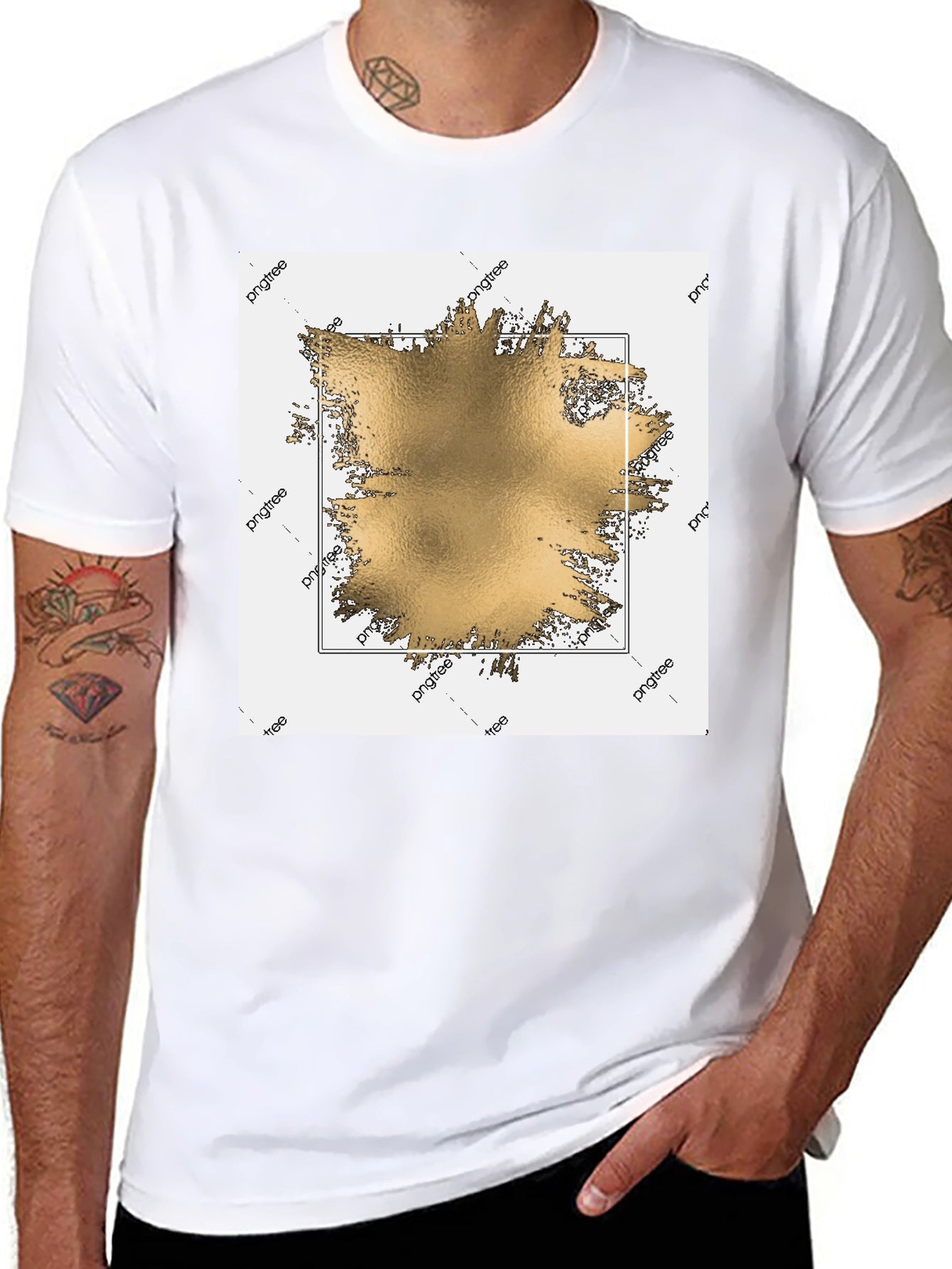 Modern Gold Graphic Black T-Shirt