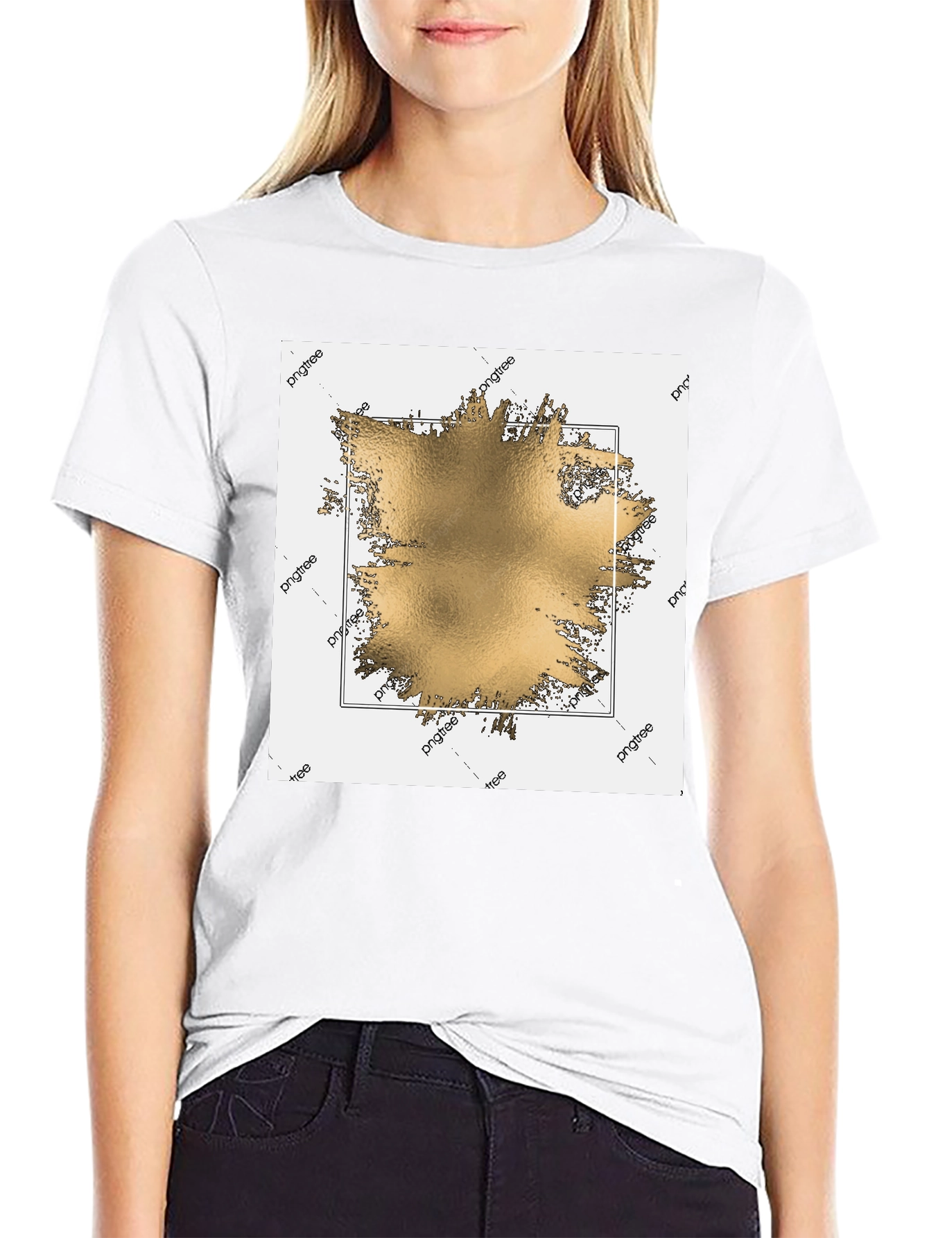 Modern Gold Graphic Black T-Shirt