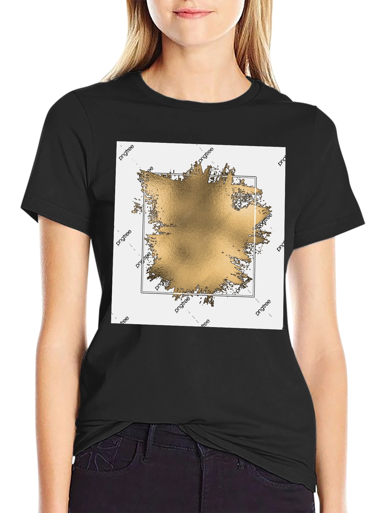 Modern Gold Graphic Black T-Shirt