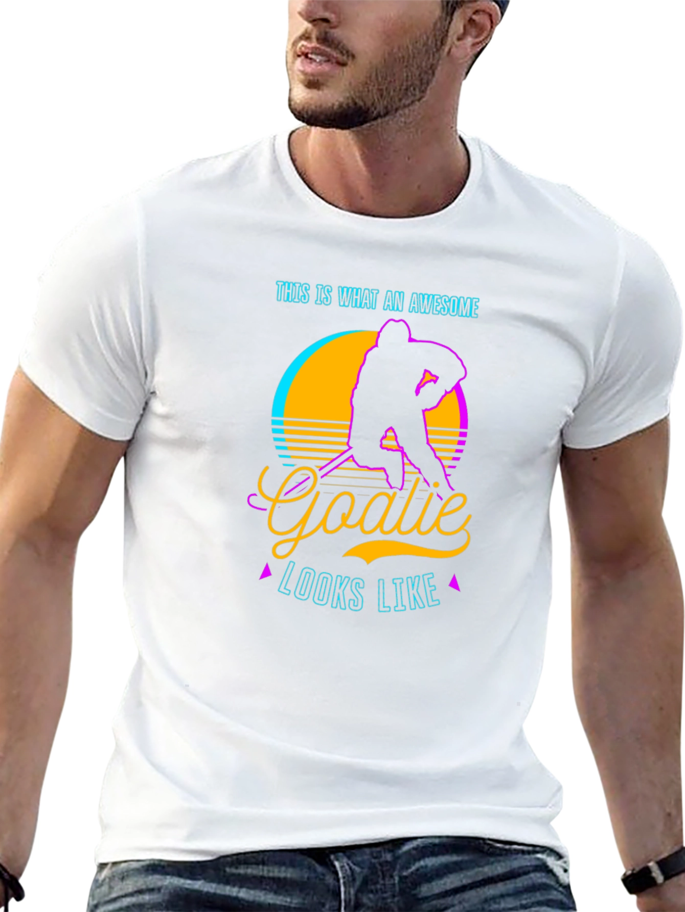 Awesome Goalie T-Shirt - Retro Hockey Player Design