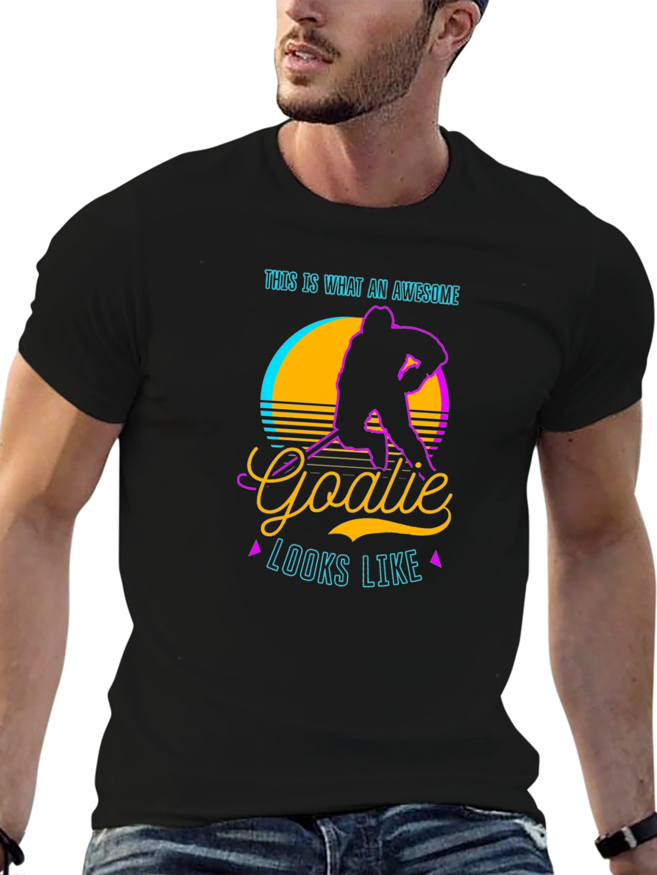 Awesome Goalie T-Shirt - Retro Hockey Player Design