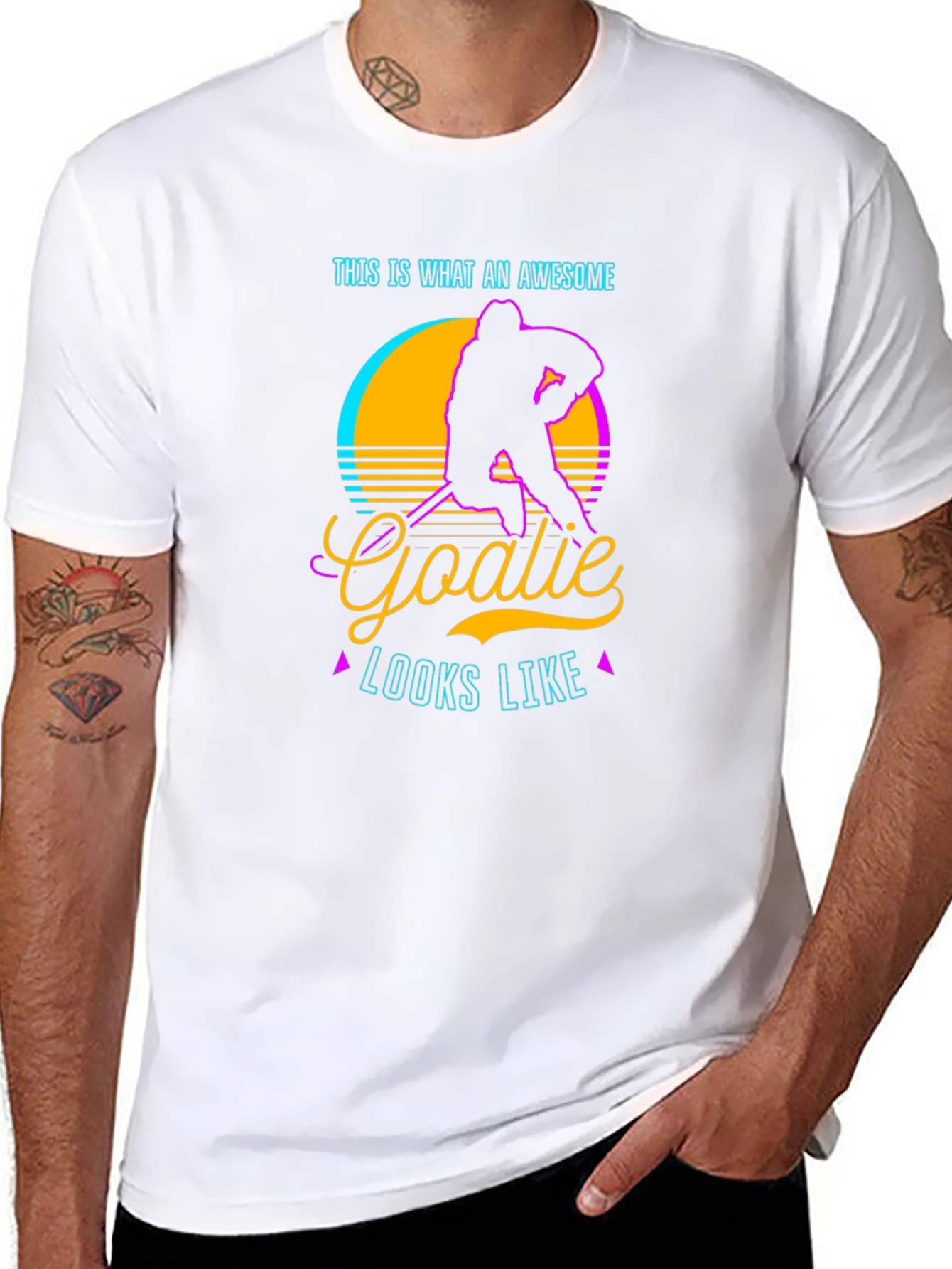 Awesome Goalie T-Shirt - Retro Hockey Player Design