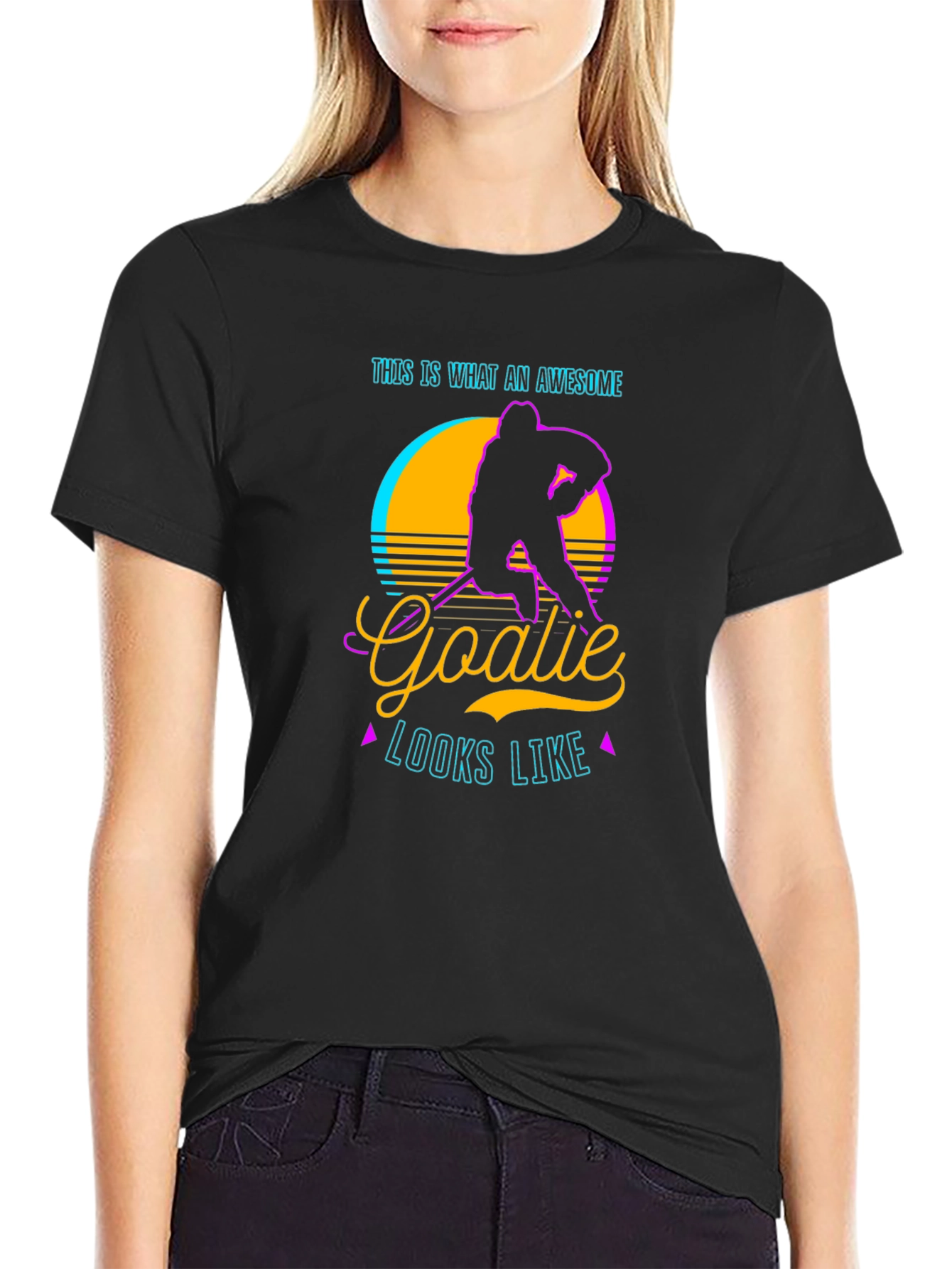 Awesome Goalie T-Shirt - Retro Hockey Player Design