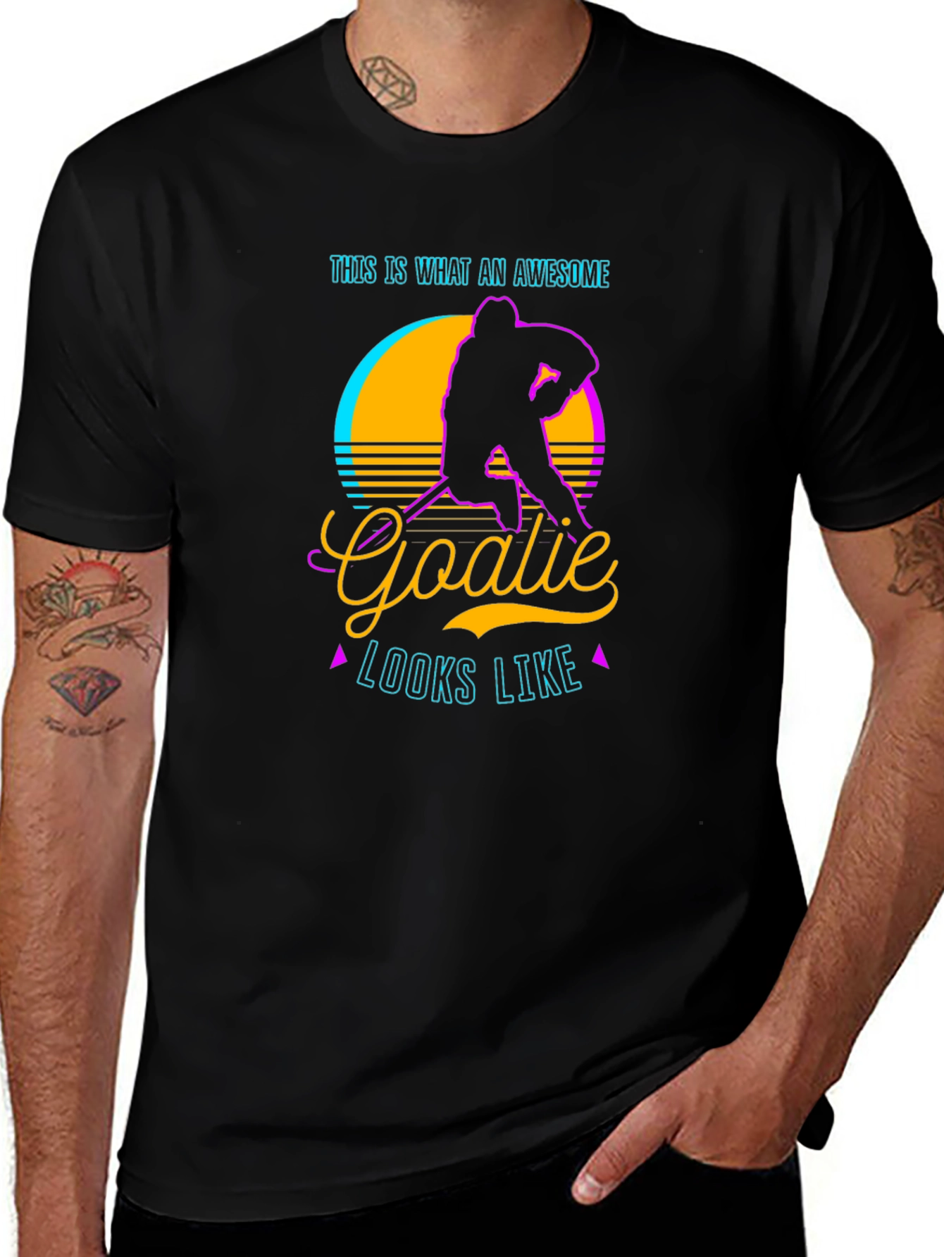 Awesome Goalie T-Shirt - Retro Hockey Player Design