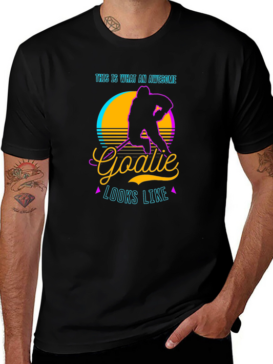 Awesome Goalie T-Shirt - Retro Hockey Player Design