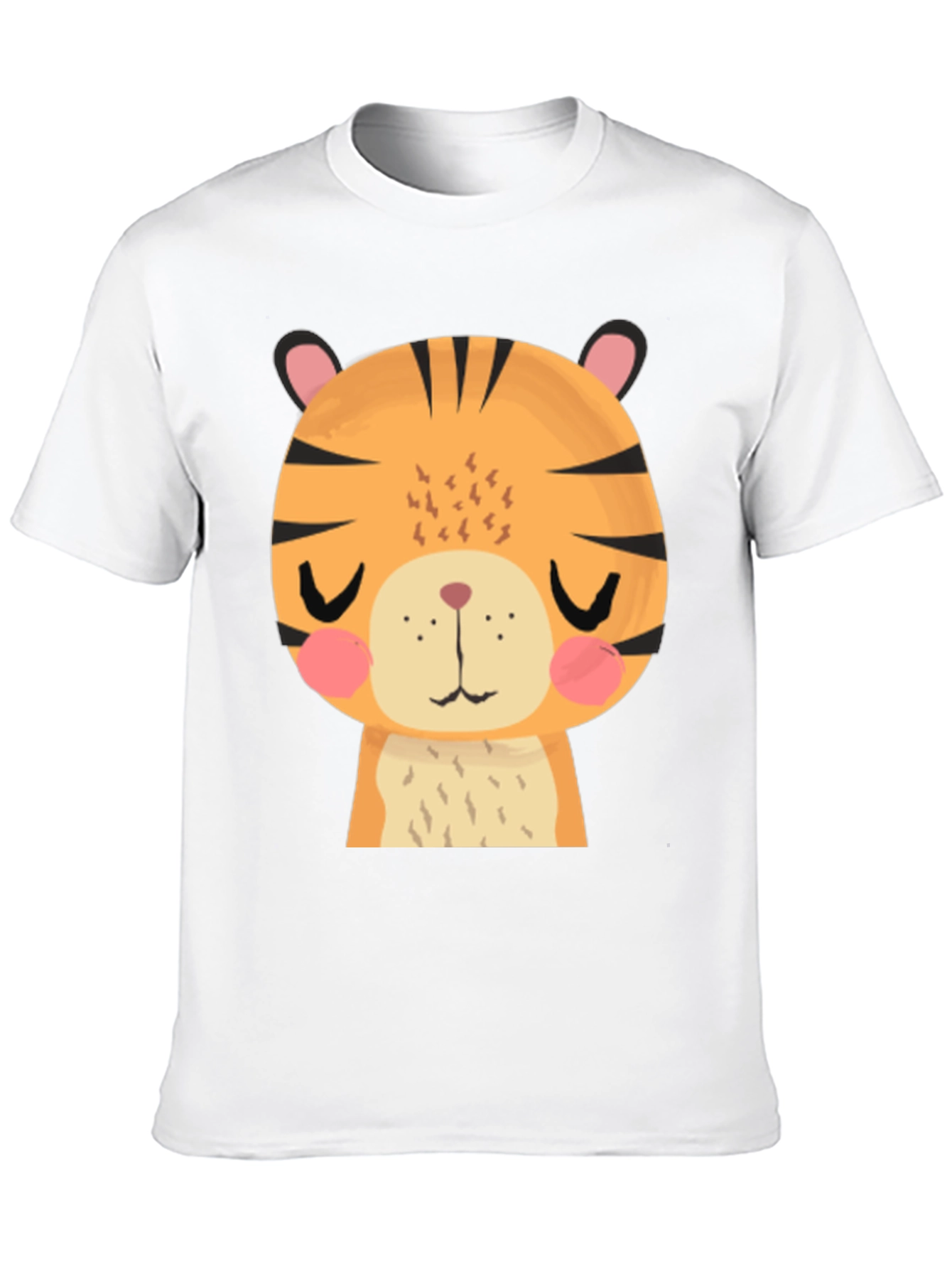 Cute Cartoon Tiger Graphic Black T-Shirt