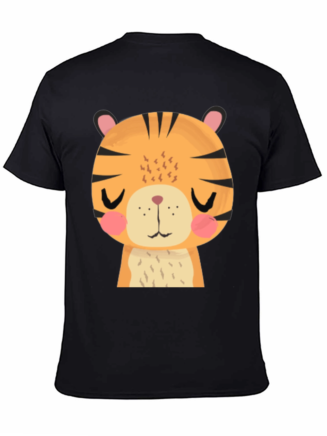 Cute Cartoon Tiger Graphic Black T-Shirt