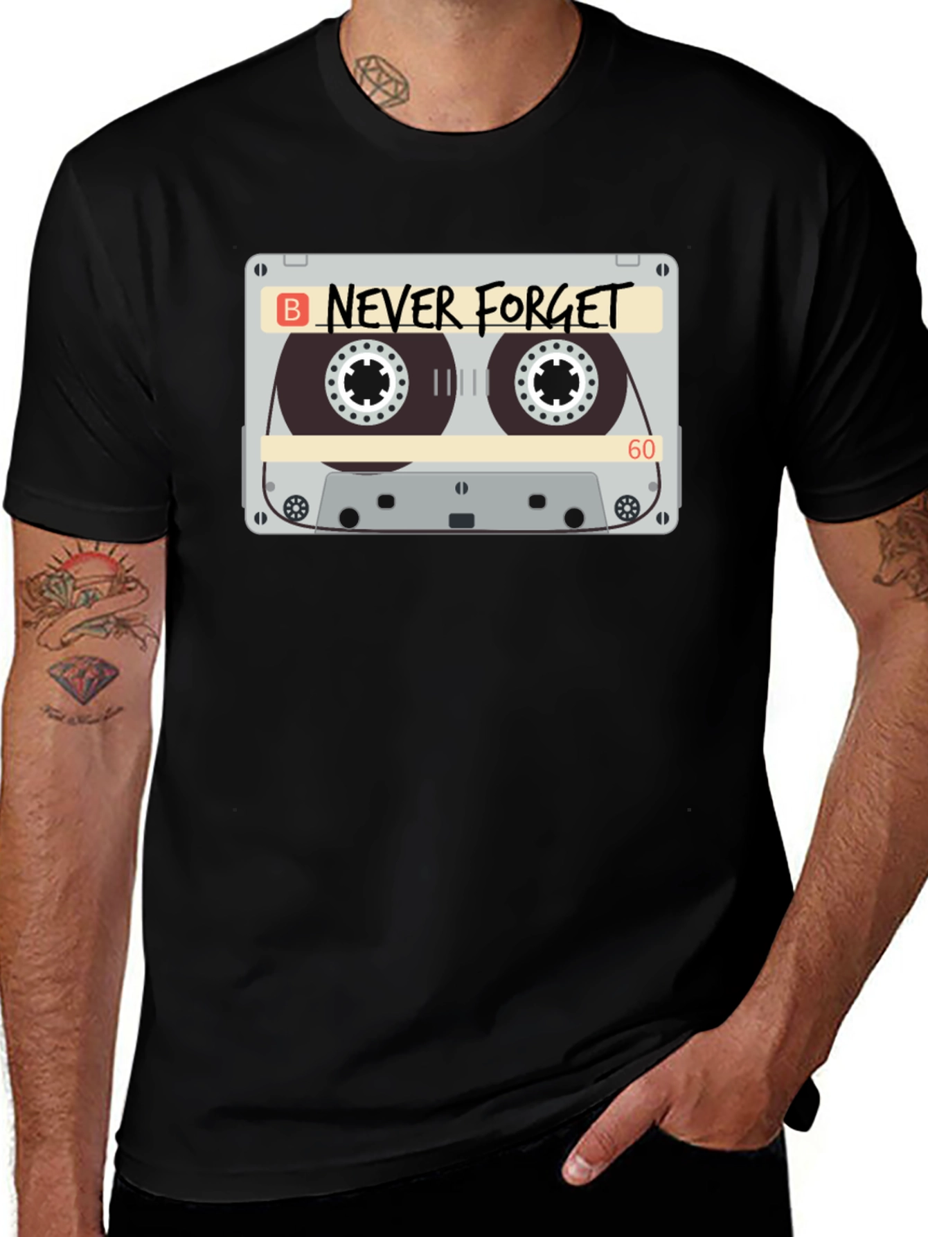 Never Forget Cassette Tape Graphic T-Shirt