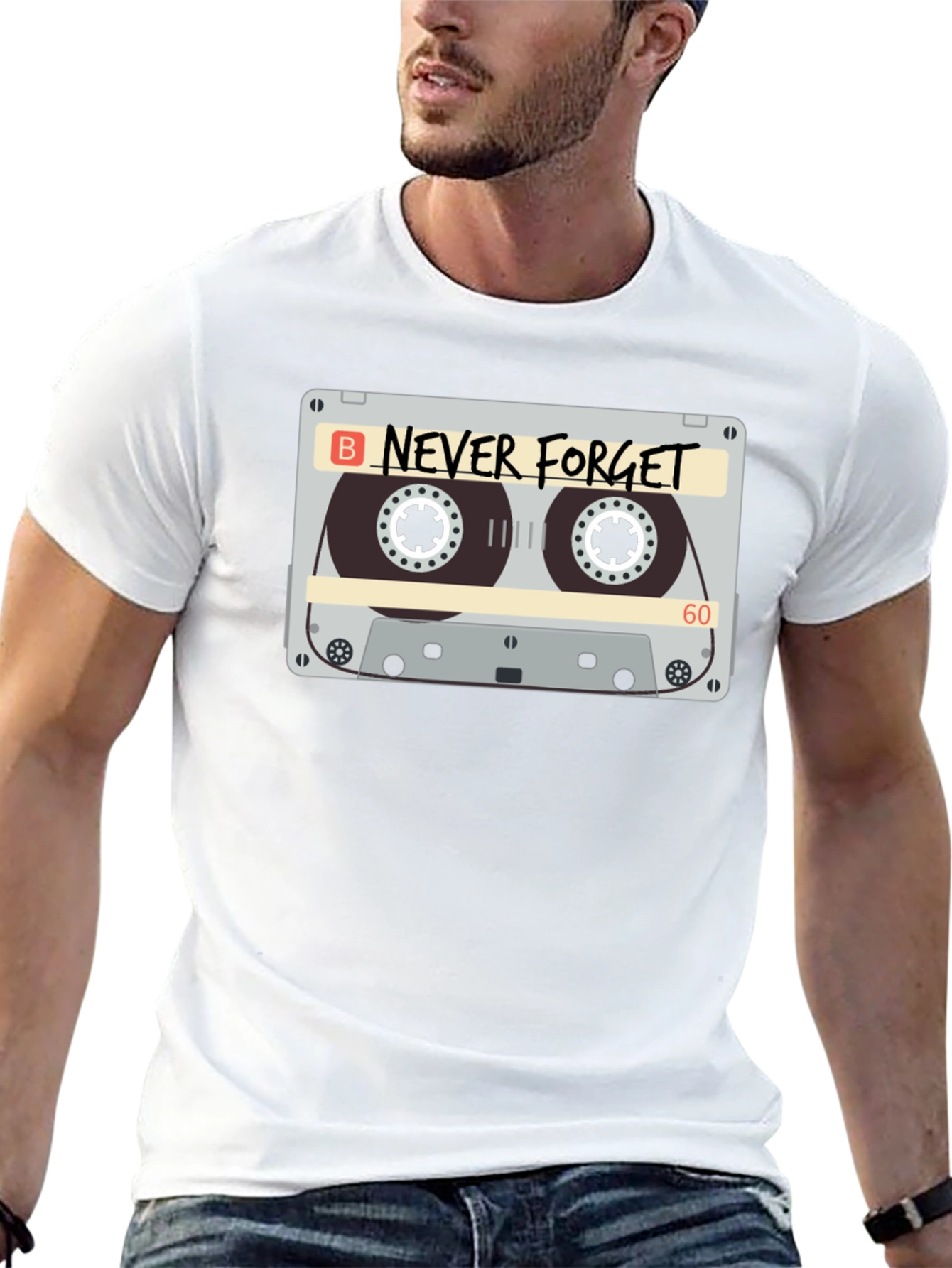 Never Forget Cassette Tape Graphic T-Shirt