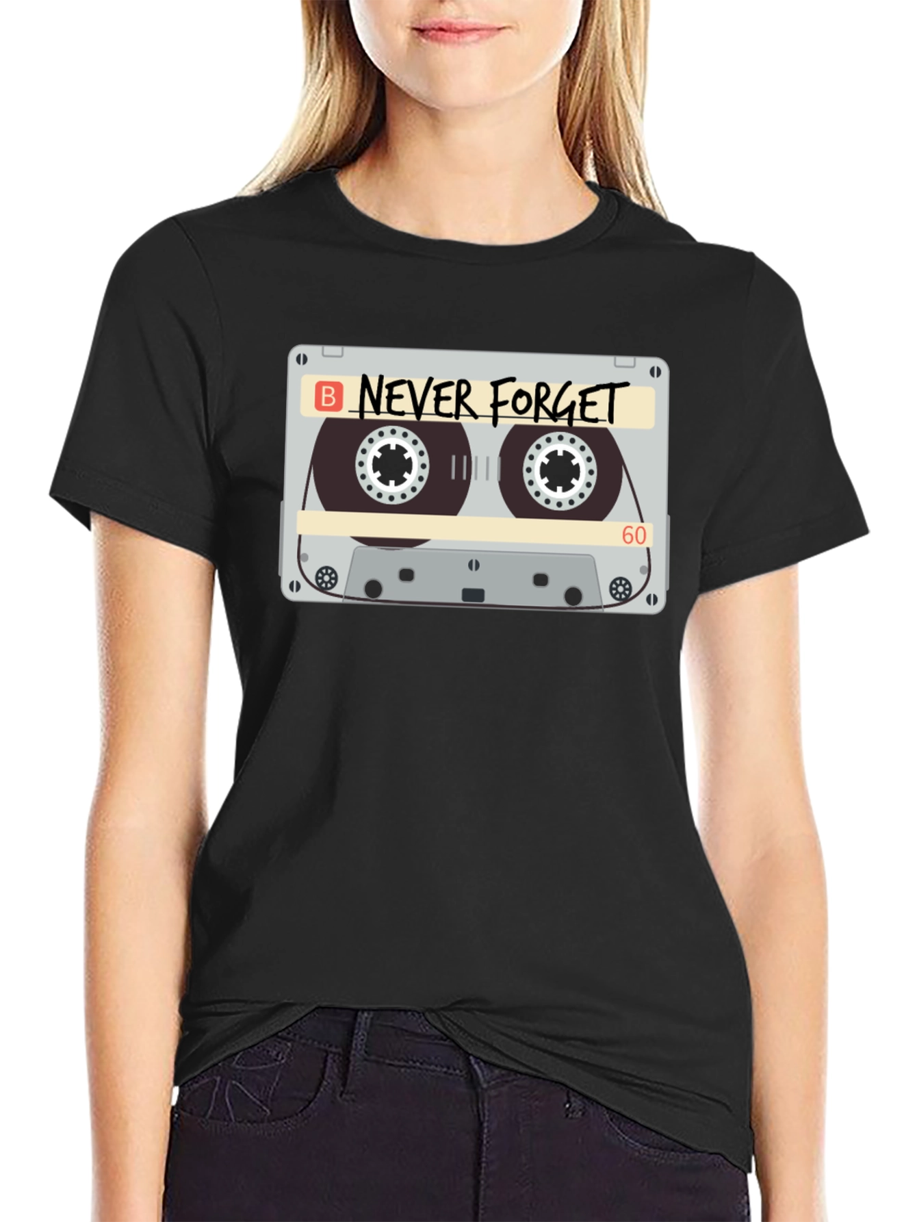 Never Forget Cassette Tape Graphic T-Shirt