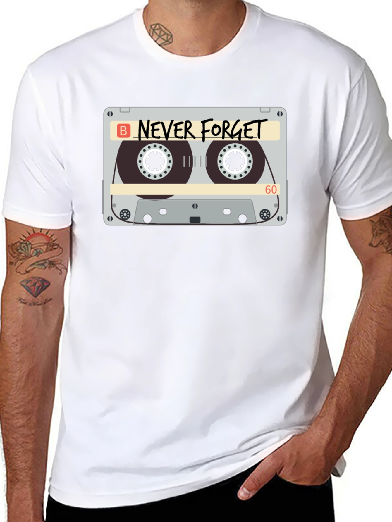Never Forget Cassette Tape Graphic T-Shirt
