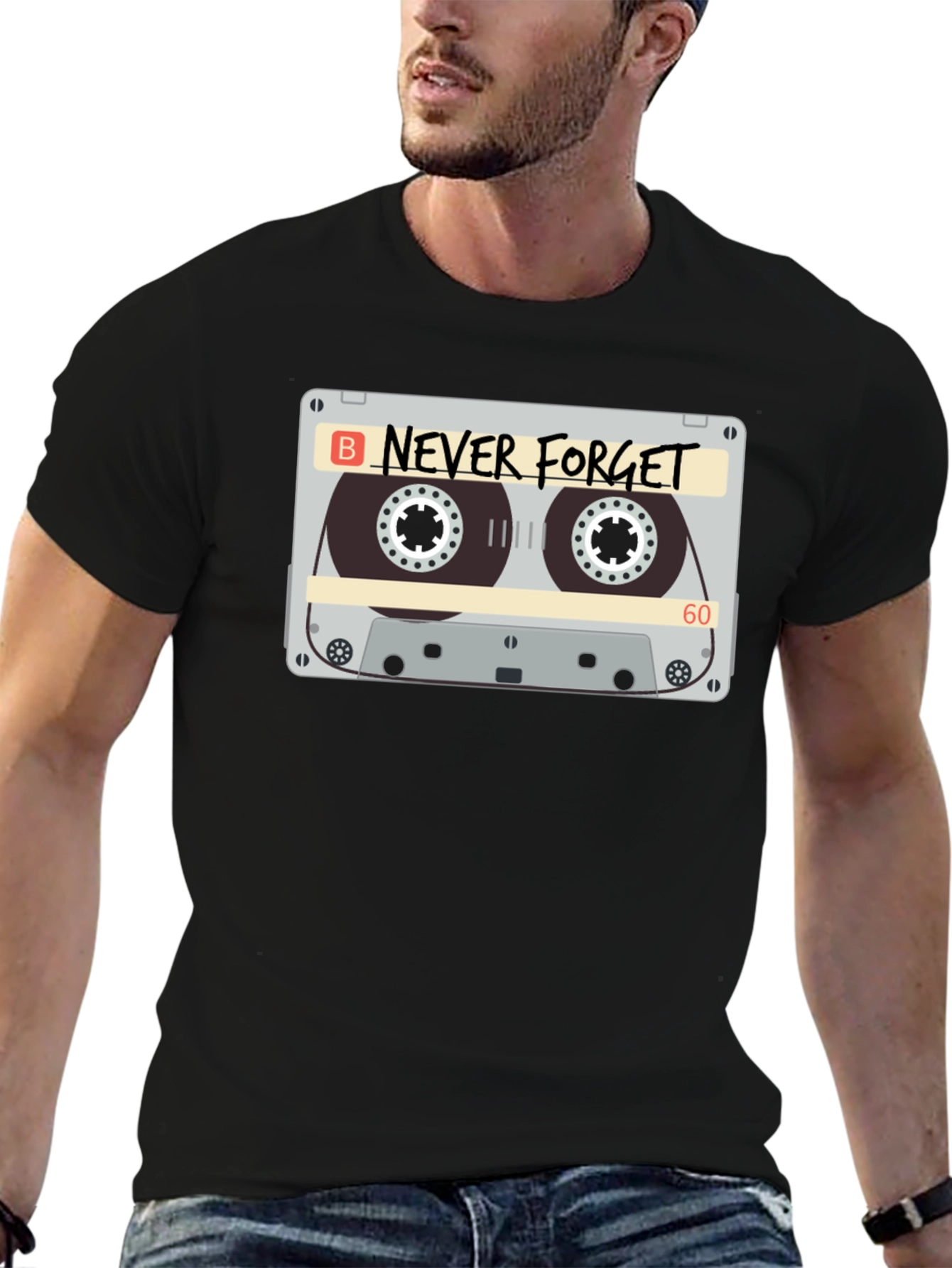 Never Forget Cassette Tape Graphic T-Shirt